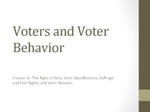 Voters and Voter Behavior Chapter 6 The Right