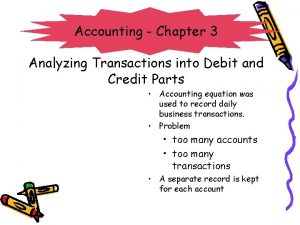 Accounting Chapter 3 Analyzing Transactions into Debit and