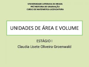UNIVERSIDADE LUTERANA DO BRASIL PRREITORIA DE GRADUAO CURSO