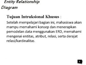 Entity Relationship Diagram Tujuan Intruksional Khusus Setelah mempelajari