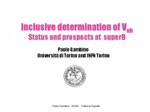 Inclusive determination of Vub Status and prospects at