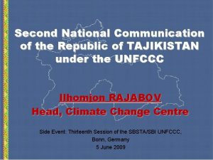 Second National Communication of the Republic of TAJIKISTAN