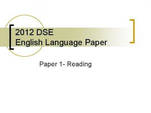 2012 DSE English Language Paper 1 Reading Part