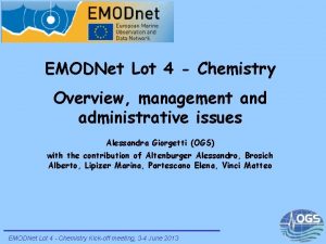 EMODNet Lot 4 Chemistry Overview management and administrative