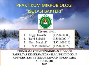 PRAKTIKUM MIKROBIOLOGI ISOLASI BAKTERI 1 2 3 4