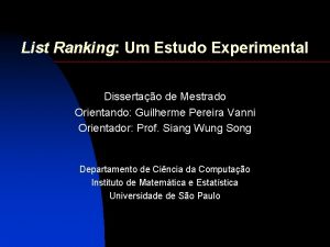 List Ranking Um Estudo Experimental Dissertao de Mestrado