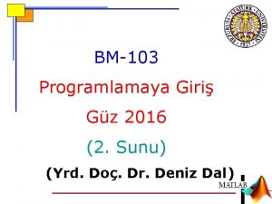 BM103 Programlamaya Giri Gz 2016 2 Sunu Yrd