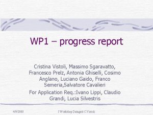 WP 1 progress report Cristina Vistoli Massimo Sgaravatto