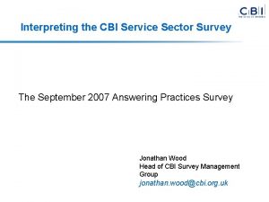 Interpreting the CBI Service Sector Survey The September