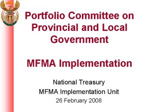 Portfolio Committee on Provincial and Local Government MFMA