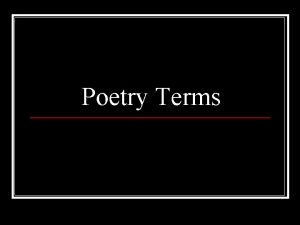 Poetry Terms Stanza Sections of a poem n