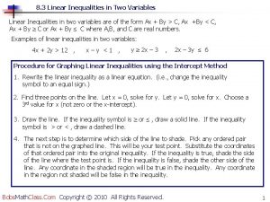 8 3 Linear Inequalities in Two Variables Linear