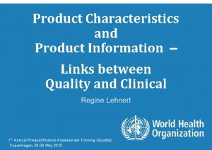 Product Characteristics and Product Information Links between Quality