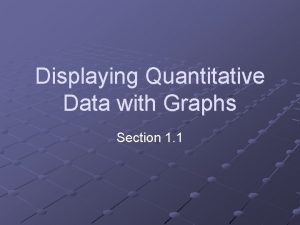 Displaying Quantitative Data with Graphs Section 1 1