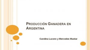 PRODUCCIN GANADERA EN ARGENTINA Carolina Lucero y Mercedes