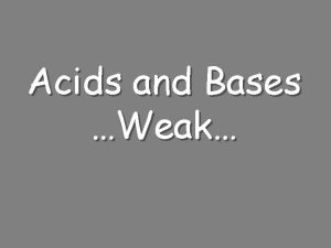 Acids and Bases Weak A Weak Acid Equilibrium