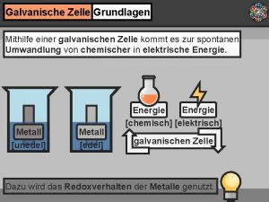 Galvanische Zelle Grundlagen Mithilfe einer galvanischen Zelle kommt