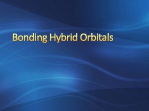 Bonding Hybrid Orbitals Orbital Shapes s orbitals and