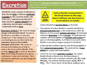 Excretion is the removal of metabolic waste from