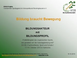 Ulrich Kupke Vorsitzender Sportjugend im Kreissportbund Recklinghausen e