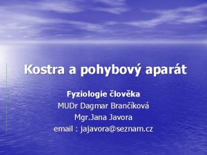 Kostra a pohybov apart Fyziologie lovka MUDr Dagmar