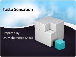 Taste Sensation Prepared By Dr Mohammed Shaat Introduction