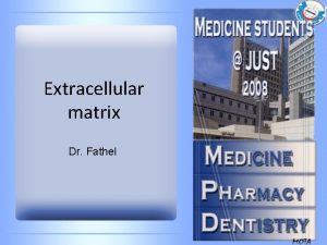 Extracellular matrix Dr Fathel The tissue is a