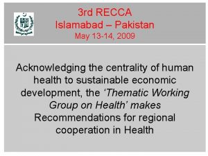 3 rd RECCA Islamabad Pakistan May 13 14