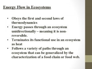 Energy Flow in Ecosystems Obeys the first and