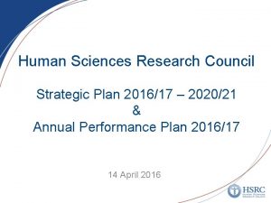 Human Sciences Research Council Strategic Plan 201617 202021