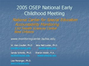 2005 OSEP National Early Childhood Meeting National Center