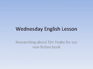 Wednesday English Lesson Researching about Tim Peake for