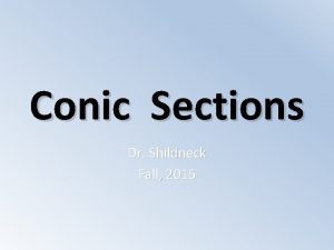 Conic Sections Dr Shildneck Fall 2015 CONIC SECTIONS