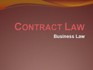 CONTRACT LAW Business Law TODAY IN BUSINESS LAW