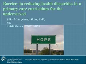 Barriers to reducing health disparities in a primary