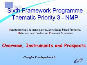 Sixth Framework Programme Thematic Priority 3 NMP Nanotechnology