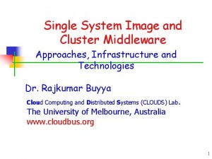 Single System Image and Cluster Middleware Approaches Infrastructure