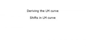 Deriving the LM curve Shifts in LM curve