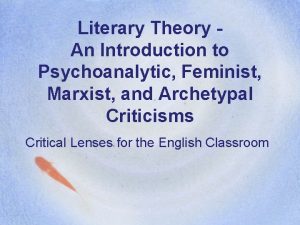 Literary Theory An Introduction to Psychoanalytic Feminist Marxist