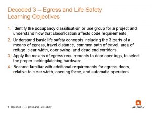 Decoded 3 Egress and Life Safety Learning Objectives