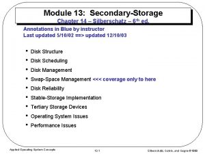 Module 13 SecondaryStorage Chapter 14 Silberschatz 6 th