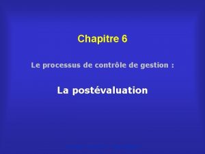 Chapitre 6 Le processus de contrle de gestion