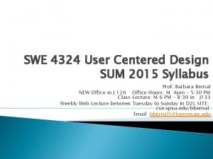 SWE 4324 User Centered Design SUM 2015 Syllabus