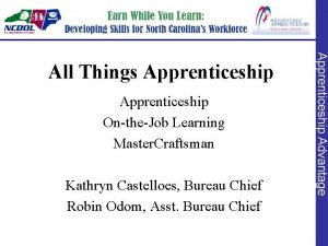 Apprenticeship OntheJob Learning Master Craftsman Kathryn Castelloes Bureau