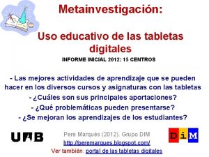 Metainvestigacin Uso educativo de las tabletas digitales INFORME