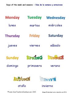 Days of the week and seasons Das de