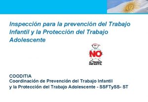 Inspeccin para la prevencin del Trabajo Infantil y