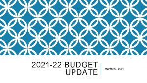 2021 22 BUDGET UPDATE March 23 2021 BUDGET