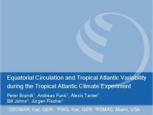 Equatorial Circulation and Tropical Atlantic Variability during the