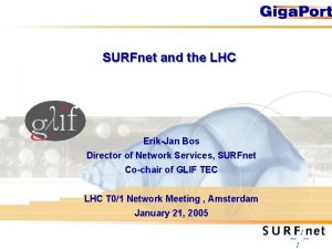 SURFnet and the LHC ErikJan Bos Director of